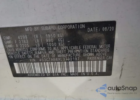 2020 Subaru Impreza 5-Door from USA, damaged, VIN 4S3GTAB6XL3732197